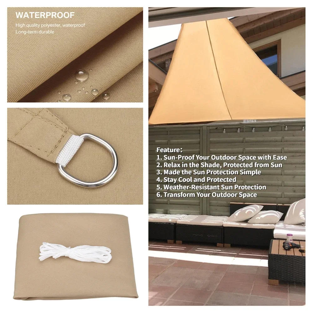 Description Picture 4 of itemWaterproof Triangle Sun Shelter,Sunshade Protection,Outdoor Canopy,Garden Patio Pool Shade Sail,Awning Shade Cloth,5x5x 5,2x2x2m