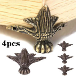Antique Elephant Vintage Bronze Jewelry Box Wooden Case Decorative Protector Feet Leg Plastic Metal 4PC Corner Bracket Furniture