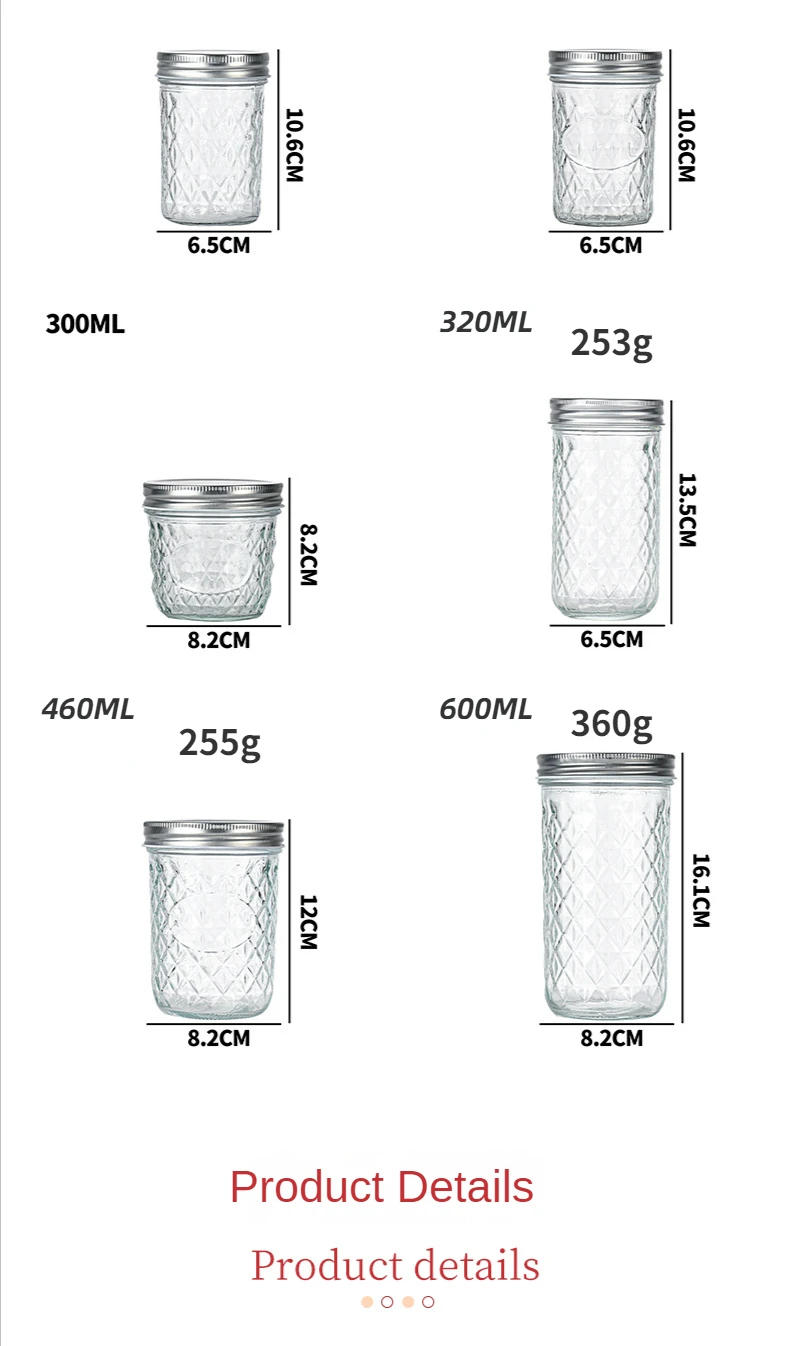 Description Picture 6 of itemMason Jar with Lid Glass Bottle High Temperature Resistant Easy to Clean Honey Food Sealed Glass Canning Food Storage Containers