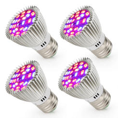 4pcs/lot 28W LED Grow Light Full Spectrum 28LEDs Plant Lamp Fitolamp Led Growing Bulb for Flowers Seeds Grow Box E27 E14 GU10