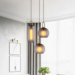 Nordic Grey Glass Pendant Light Modern Style Lighting Creative Bedroom Chandeliers Living Room Hanging Lustre LED Luminaire 2024