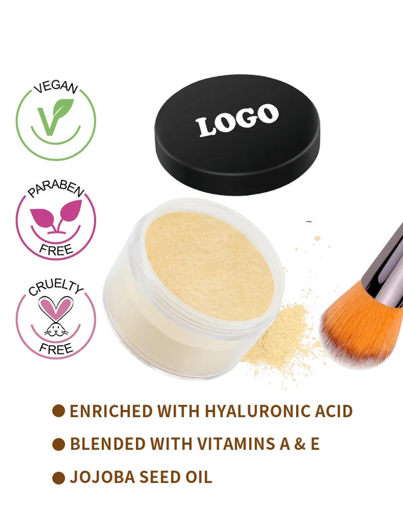 Description Picture 5 of itemPink Oil-control Loose Powder Private Label Waterproof Long-lasting Full Coverage Face Compact Setting Powder Makeup Cosmetics