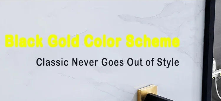 Description Picture 3 of itemBlack Gold Bathroom Shelf kit Stainless Steel Toilet Paper Holder Towel Rack Hook Bathroom Hardwares Organizer Accessories Set