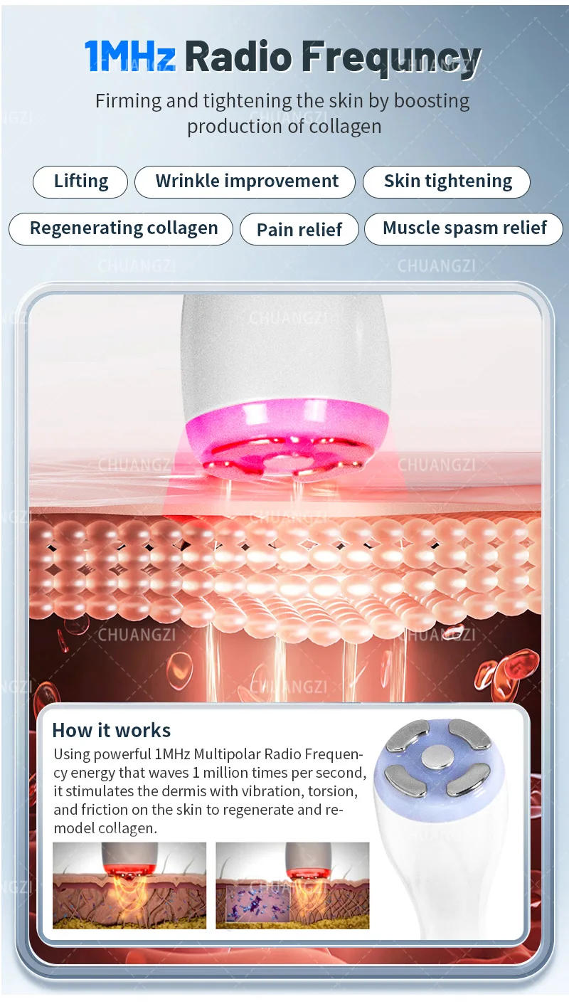 Description Picture 5 of item2024 New style Electroporation Cooling Heating Radio Frequency Lift Wrinkle Removal Machine Tightening Body Skin Care Face