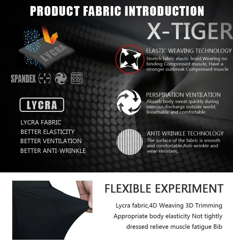 Description Picture 3 of itemX-TIGER Cycling Pants 5D Gel Pad Shockproof Men Pro Lycra MTB Mountain Road Bike Pants Breathable Bicycle Tights