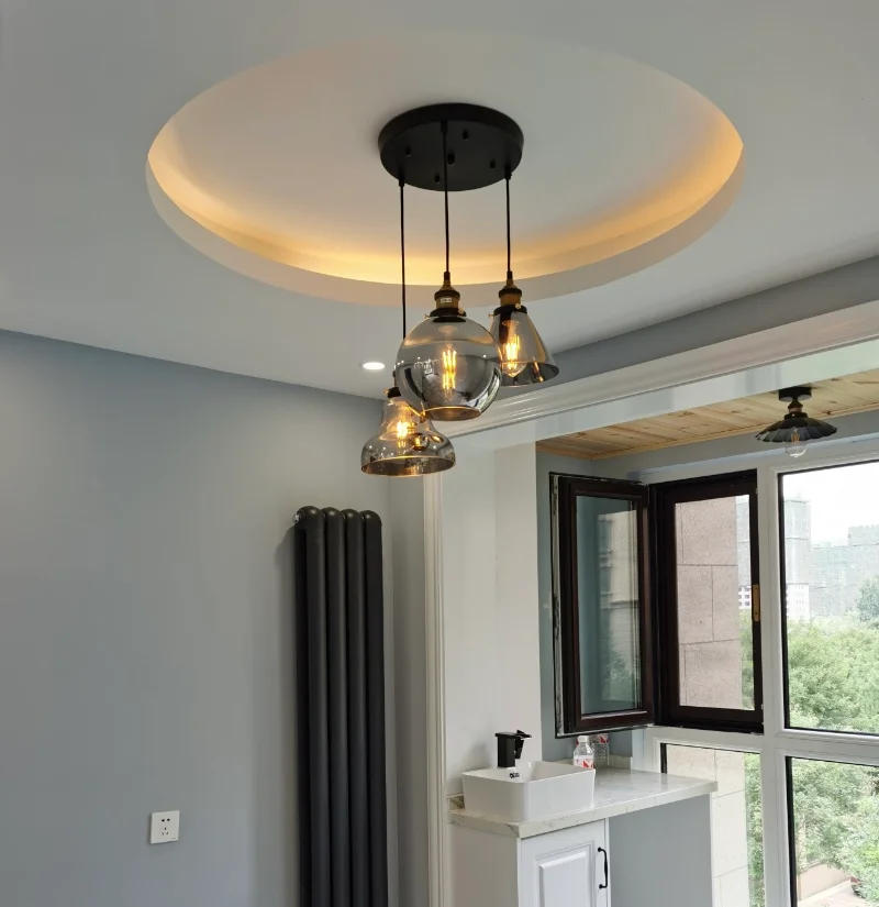 Description Picture 5 of itemAmerican Vintage Loft Glass Pendant Lamp Bar Restaurant Kitchen Dining Room Light Creative Personality Lighting Hanging Indoor