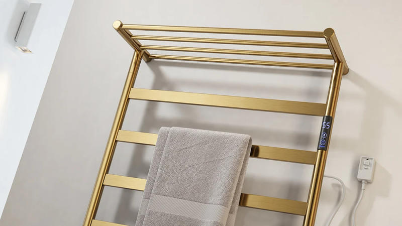 Description Picture 5 of itemElectric Towel Warmer Rack Brushed Gold Stainless Steel Towel Heated Bars Towel Drying Rack For Bathroom