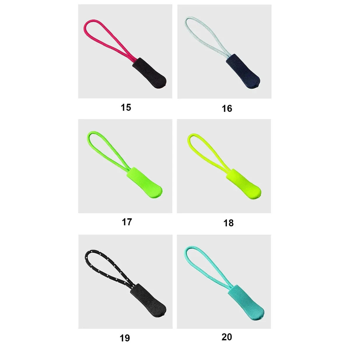 Description Picture 6 of item10pcs Colorful Zipper Puller Cord Zip Puller Replacement Ends Lock Zips Travel Bags Clip Buckle Sport Garment Parts