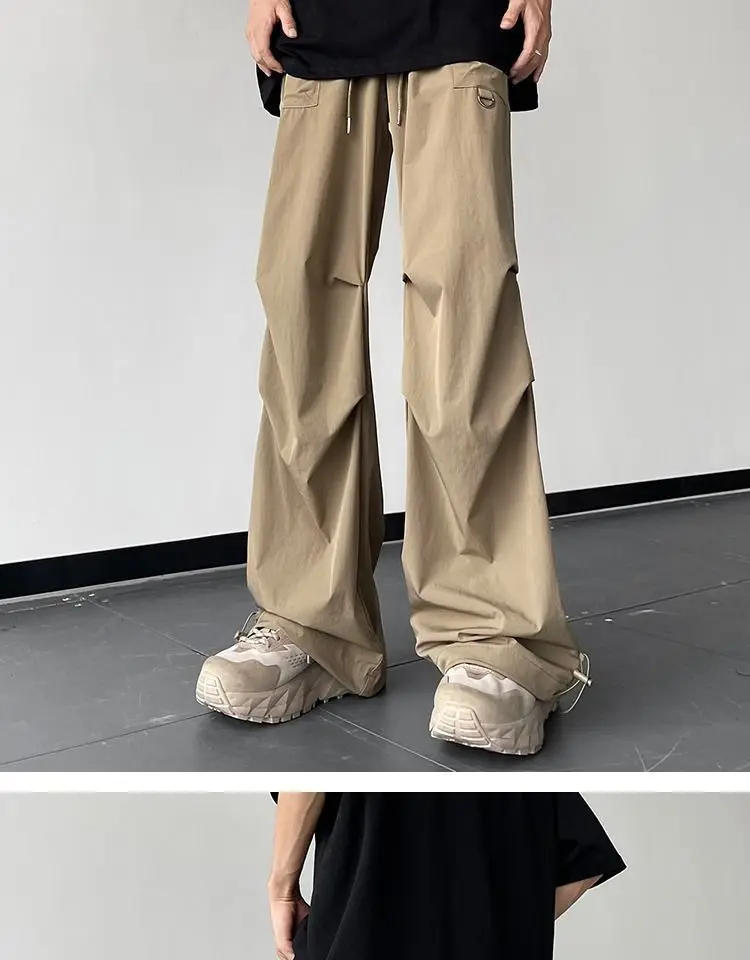 Description Picture 6 of itemQuick-drying Cargo Parachute Pants Men Summer Thin American Hiphop Streetwear Loose Straight Mopping Pants Overalls Men's