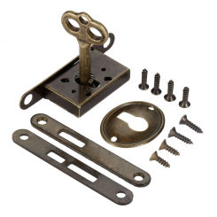 1set Classical Lock Retro Wooden Jewelry Box Drawer Furniture Counter Decorative Antique Bronze Locks with Key