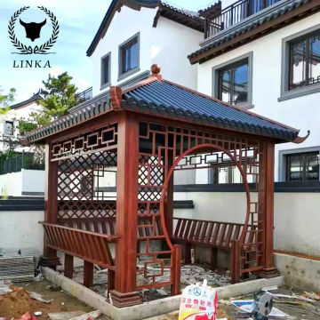 Outdoor courtyard New Chinese pavilion Aluminum alloy villa Garden viewing pavilion Electric rotary shutter pavilion
