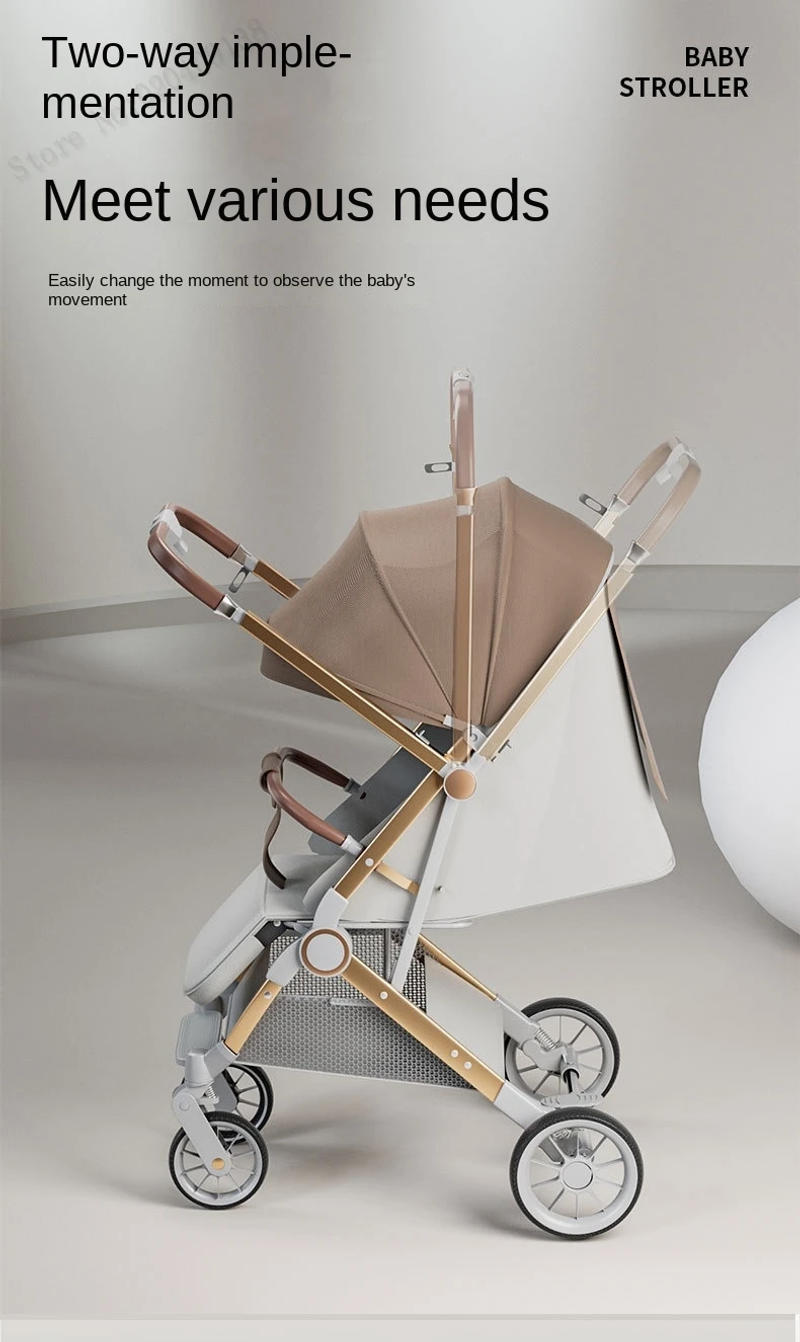 Description Picture 6 of itemTwo-way Baby Stroller can Sit or Lie Down Newborn Baby Stroller Simple Folding Ultra-lightweight Shock-absorbing Wheels