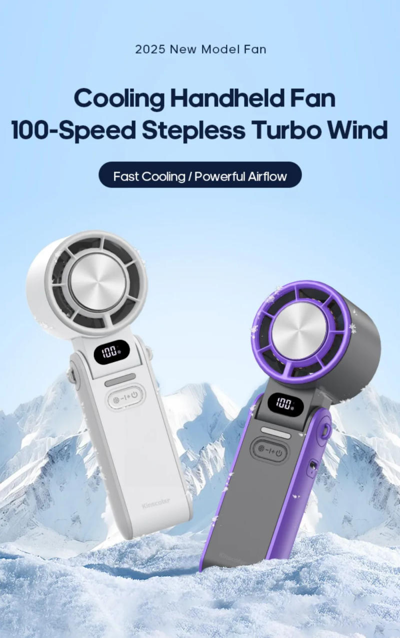 Description Picture 5 of itemOutdoor Foldable Portable Handheld Fan Mini Cooling Rechargeable 3600mAh 100-level Free Control High Speed Ice Cooling Turbo Fan