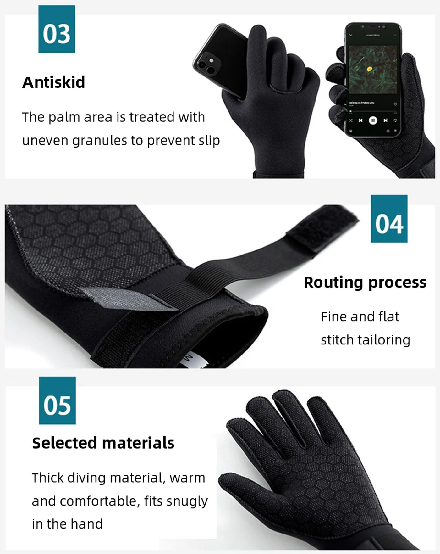 Description Picture 6 of itemDiving Gloves Surfing Wetsuit Gloves 3mm Neoprene Thermal Anti Slip Flexible For Spearfishing Swimming Rafting Kayaking Paddling