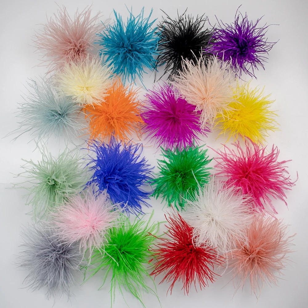 Description Picture 5 of itemNatural White Ostrich Feather Brooch Badge Wedding Party Family Banquet Ladies Mens Neckline Pins Jewelry Clothing Design Crafts