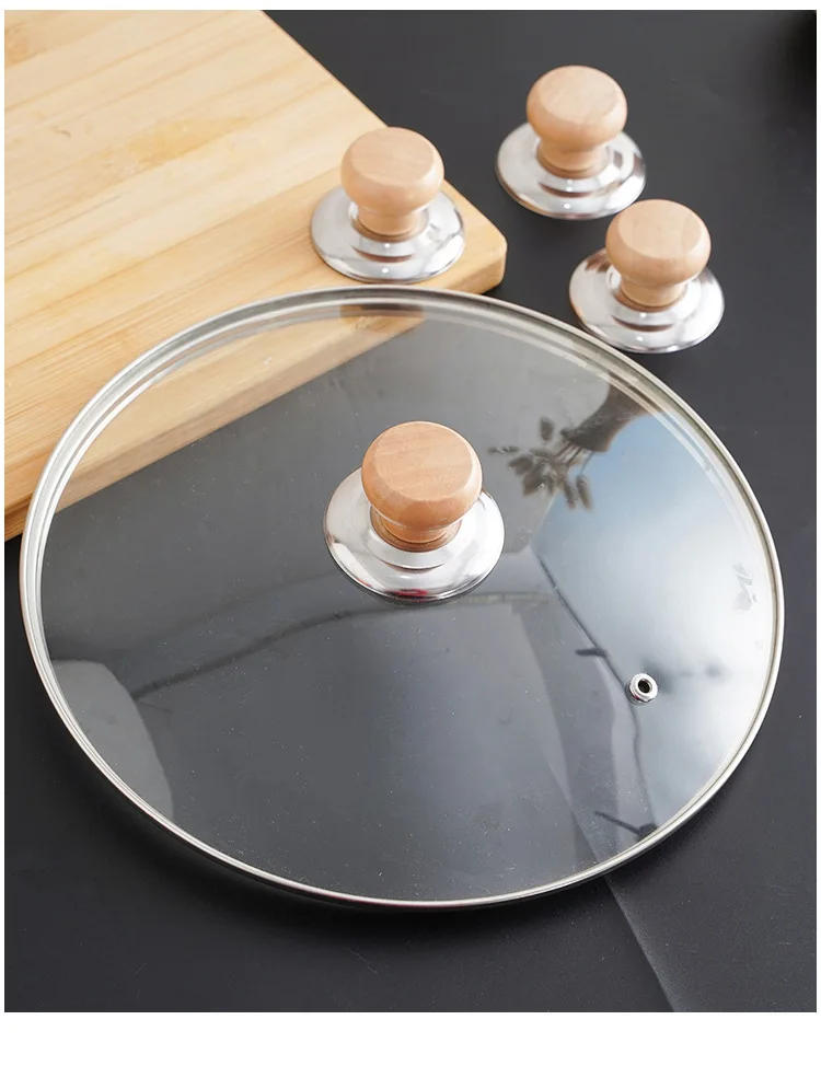 Description Picture 4 of item1PC Wood Lid Handle Heat Resistant Twist Pot Cap Anti-scalding Round Wooden Handle Kitchenware Cookware Accessories Pot Lid Knob