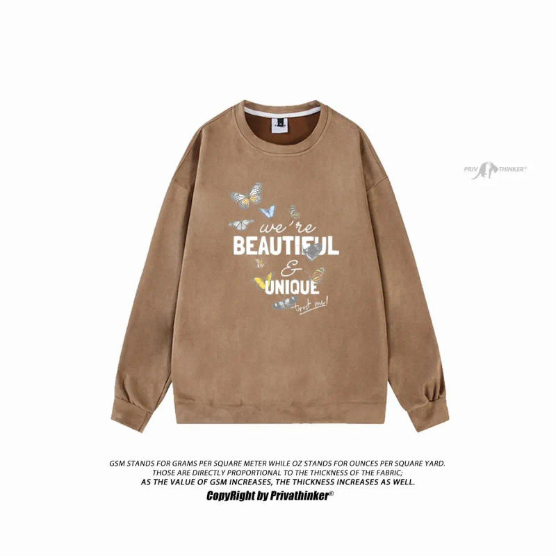 Description Picture 6 of itemGothic Butterfully Suede Sweatshirts Men 2023 New Trendy Hoodies Casual Loose Pullovers Crew Neck Autumn Brand Clothing