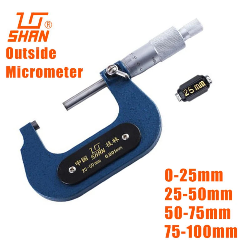 Description Picture 4 of itemSHAN Brand Micron Outside micrometer 0-25mm 25-50mm 50-75mm 75-100mm 0.001mm calibration micrometer paper thickness micrometer