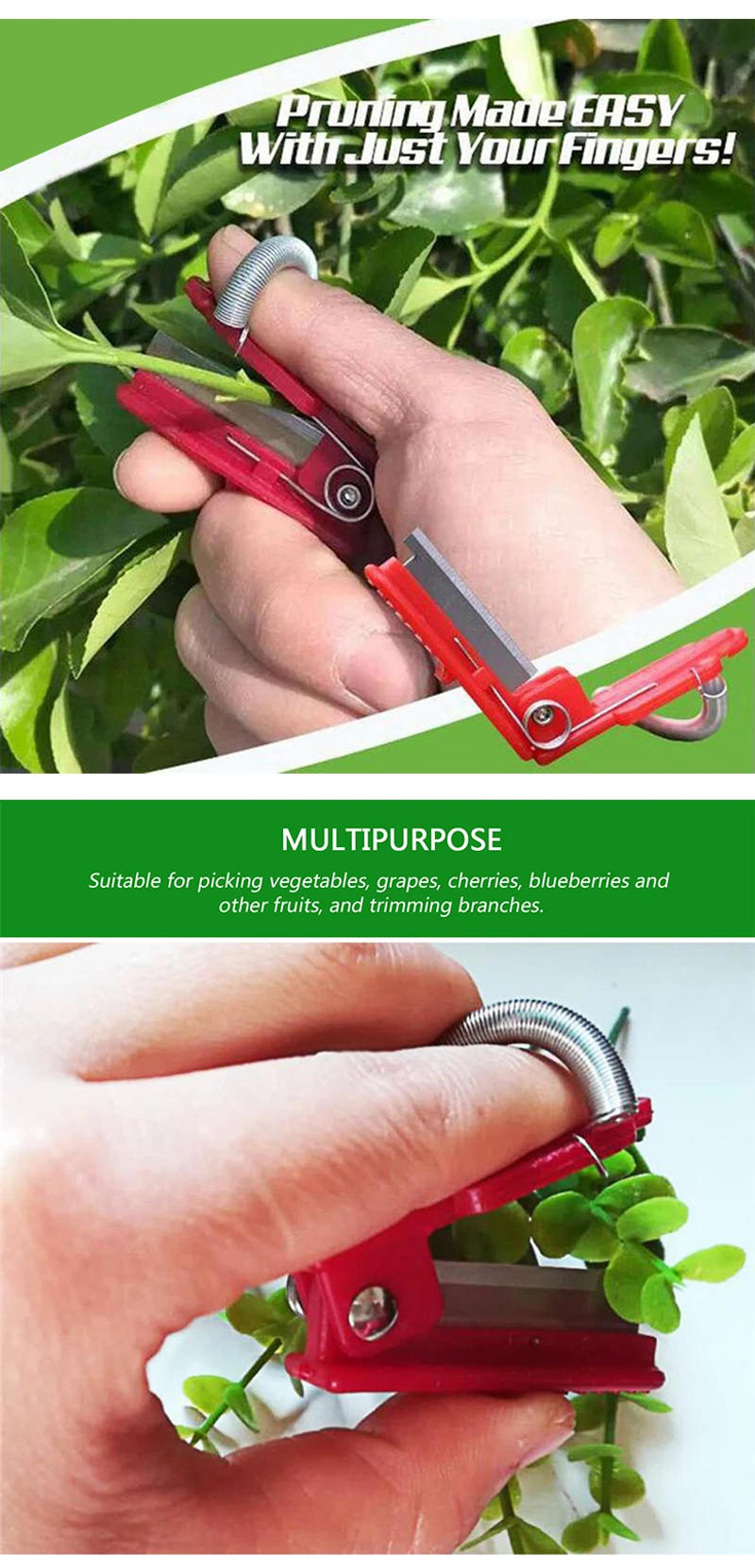 Description Picture 5 of itemMultifunction Thumb Knife Garden Pruner Fruit Picking Device Safe Fruit Blade Tool Cutting Blade Rings Finger Protector Catcher