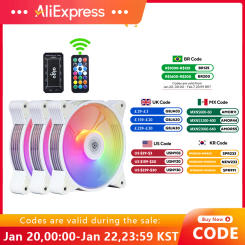 Aigo AR12 White 120mm PC Computer Case Fan Cooling Cooler 6PIN Adjustable RGB Led 12cm Mute Ventilador Adjust Speed 5V ARGB Fans