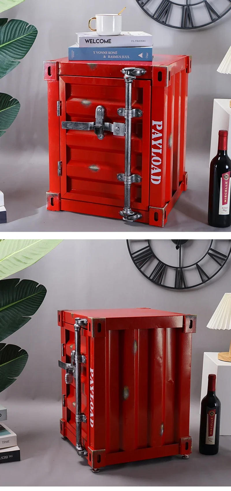 Description Picture 5 of itemIndustrial Style Metal Container Storage Cabinet Bedside Table Window Decor Exhibit Coffee Shop Storage Box Bedroom Furniture