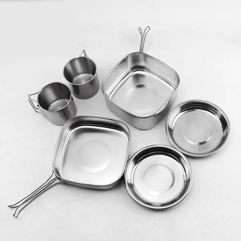 Description Picture 3 of itemFoldable Stainless Steel Pot Cookware Set for Hiking, Camping, Picnic and Camp Cooking Cutlery