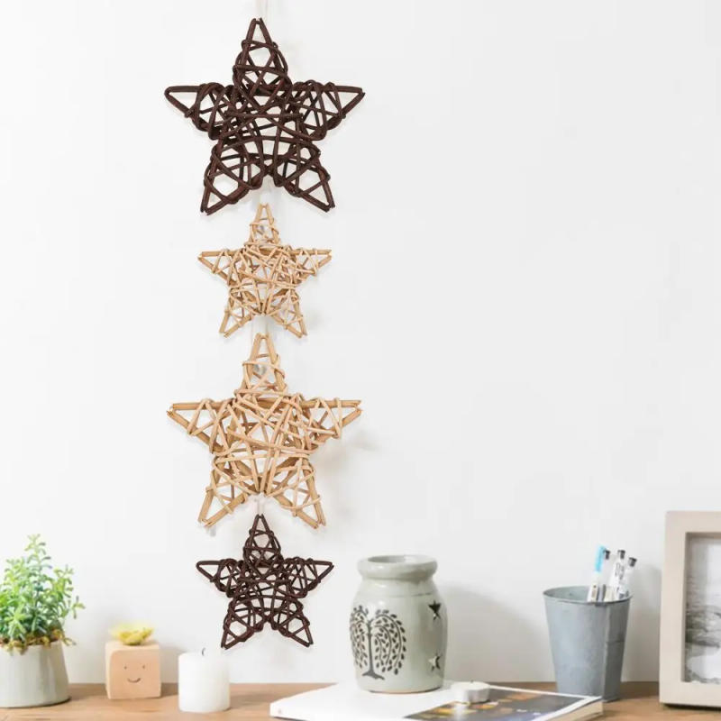 Description Picture 6 of item10 Pcs Wood Coffee White Rattan Ball Heart Stars DIY Accessories Home Decorations Christmas Tree Ornament Wedding Party Supplies