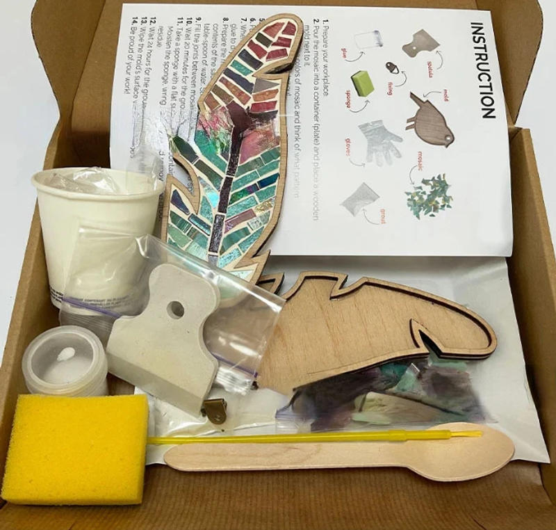 Description Picture 6 of itemDIY Mosaic Craft Kit for Kids Adults Decoration Kit Feather Glass Mosaic Puzzle Arts and Craft Kit