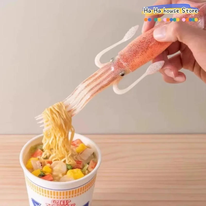 Description Picture 6 of item3-in-1 Funny Squid Cuttlefish Fork Heat-Resistant Tableware Instant Noodle Fork Food Picks Kitchen Dinnerware Cooking Tools