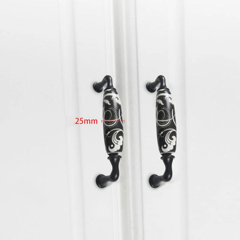 Description Picture 3 of item2PCS Vintage Handle Zinc Alloy Door Handles Cupboard Drawer Cabinet Handle Pull Black Knobs For Home Bedroom Kitchen
