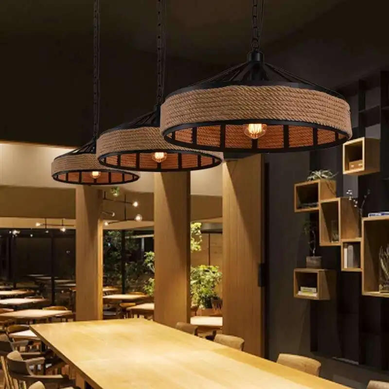 Description Picture 5 of itemLatest Retro Hemp Rope Pendant Lights Restaurant Industrial Style Creative Bar Restaurant Personality American Country Style Hot