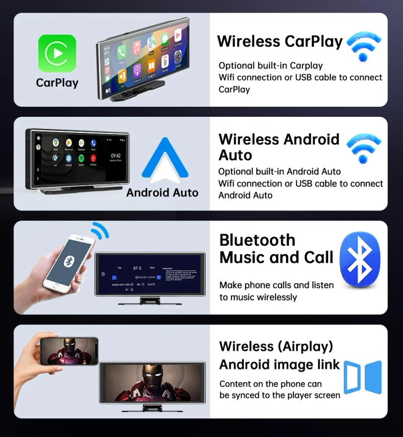 Description Picture 3 of item10.26 Inch 4K Car DVR Dash Cam Rearview Camera Carplay & Android Auto Navigation With Voice Control BT FM Monitor Car Screen