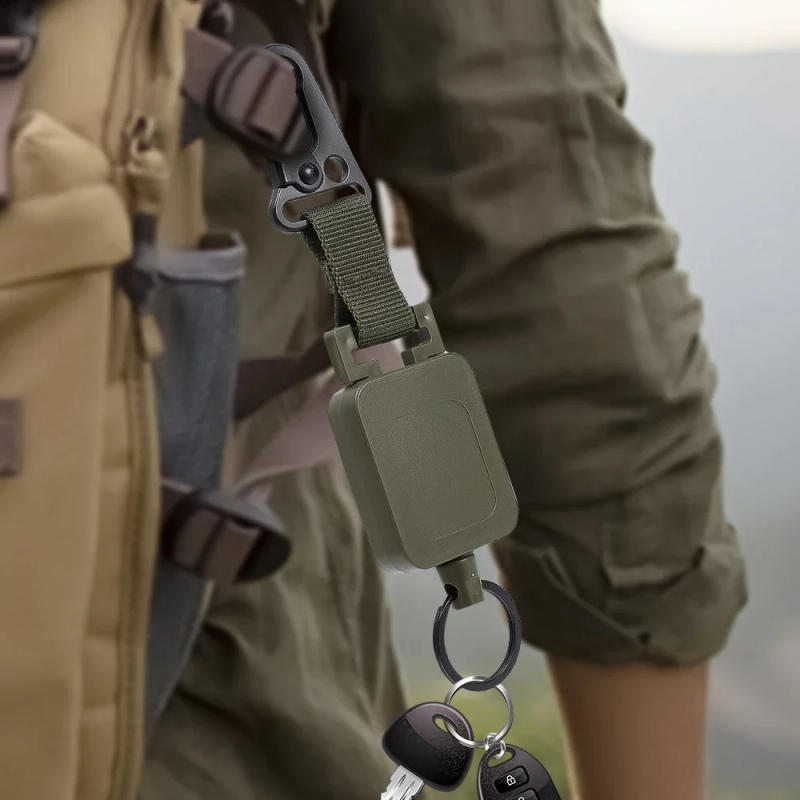 Description Picture 3 of item1PC High Quality Steel Wire Retractable Badge Reels Multi-purpose Molle Backpack Hooks Outdoor Fishing Climbing Accessories