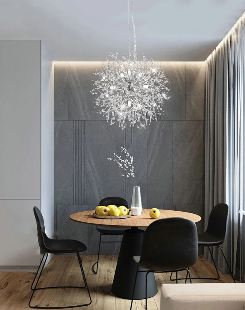 Description Picture 5 of itemModern Sky Star Fireball Crystal Pendant LED Lighting Dandelion Restaurant, Living Room Pendant, Bar Art Danish Luminaire