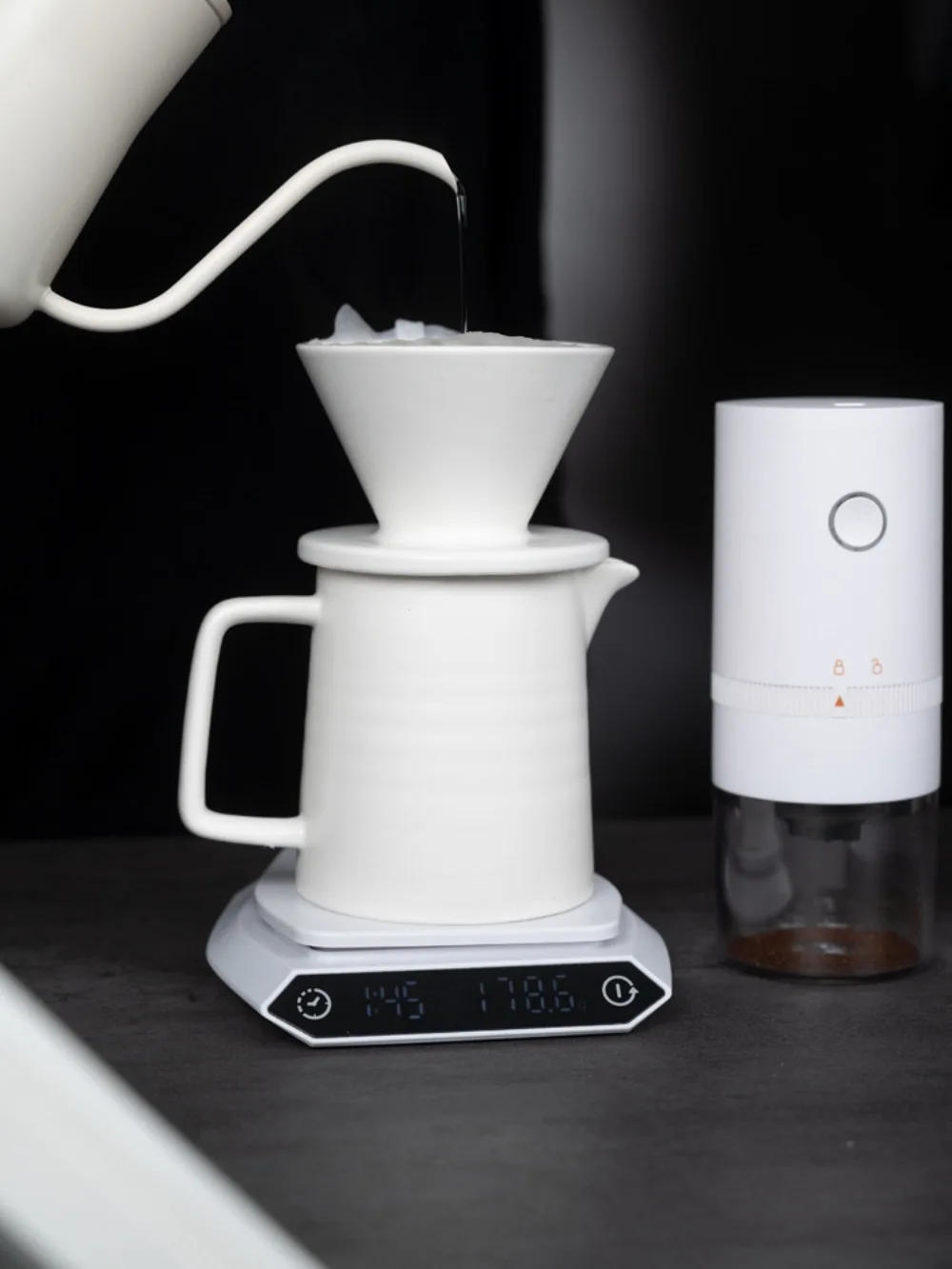 Description Picture 5 of item1-2 Cups Ceramic Coffee Dripper Pour Over Coffee Maker Set for V60 Coffee Filter Hand Brew Espresso Pot Coffeeware Teaware