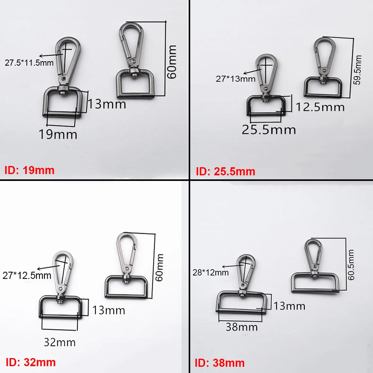 Description Picture 3 of item1pcs Metal Swivel Eye Snap Hook Trigger Clasps Clips for Leather Craft Bag Strap Belt Webbing Keychain Hooks Length 60mm 2-3/8"