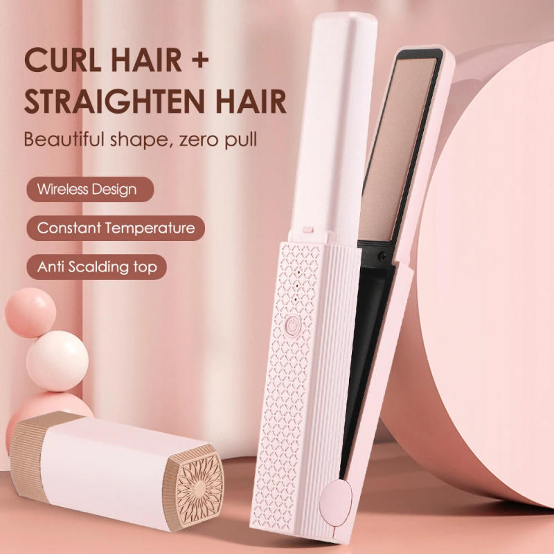 Description Picture 3 of item3 Gears Mini Cordless Hair Straightener Dual-purpose Straight Splint Curler Iron Portable Straightening Bangs USB