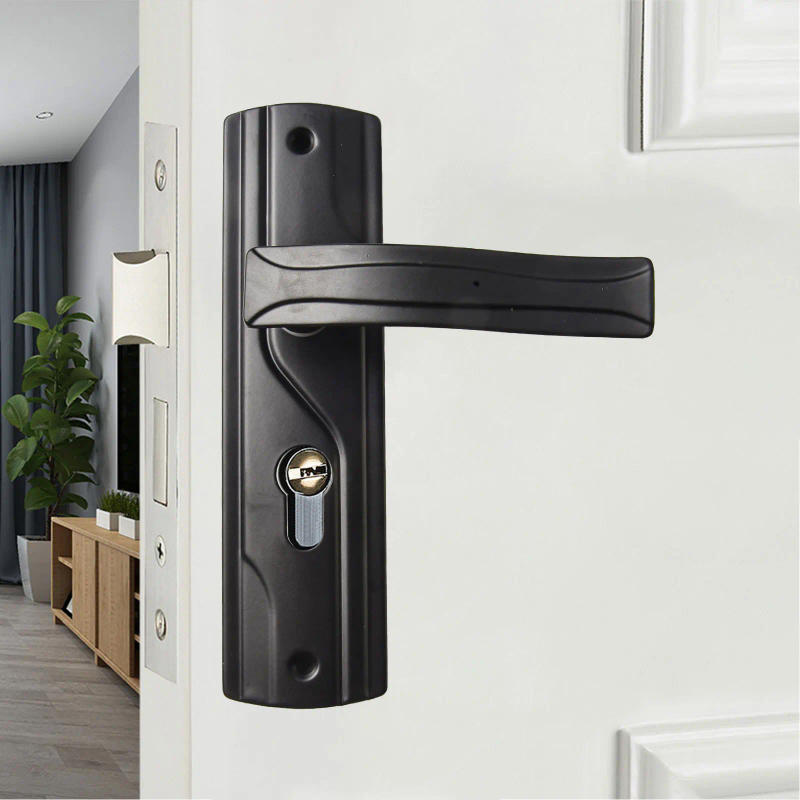 Description Picture 2 of itemBlack Finish Door Handle Lock Silent Bearing Specifications Stylish Black Finish Black Big Knob Big Knob Design