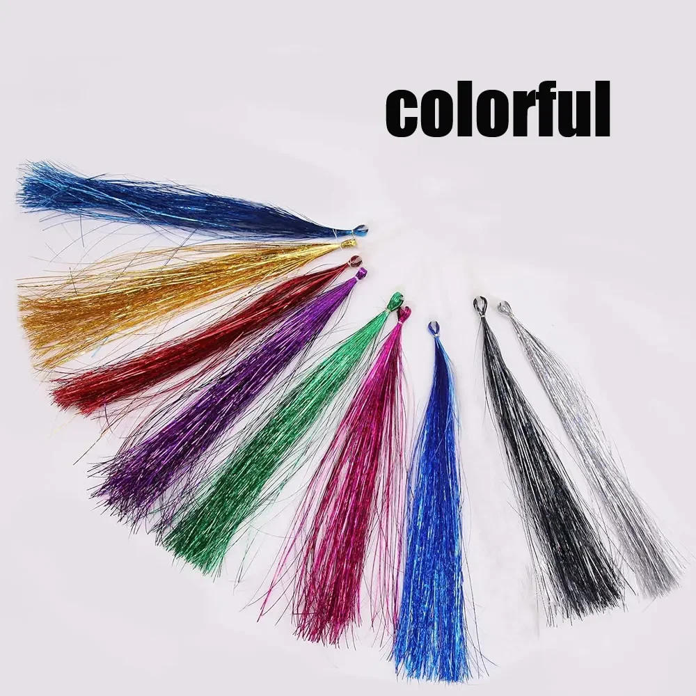 Description Picture 5 of itemSoft Holographic Flat Flash Tinsel Fly Tying Material Pike Trout Streamers Jig Fishing Hook Lure 30-35cm Fishing Accessories