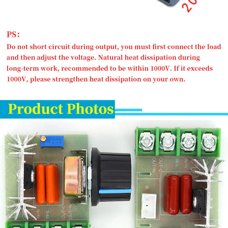 Description Picture 4 of itemAC 220V 2000W SCR Voltage Regulator Dimming Dimmers Motor Speed Controller Thermostat Electronic Voltage Regulator Module Javino