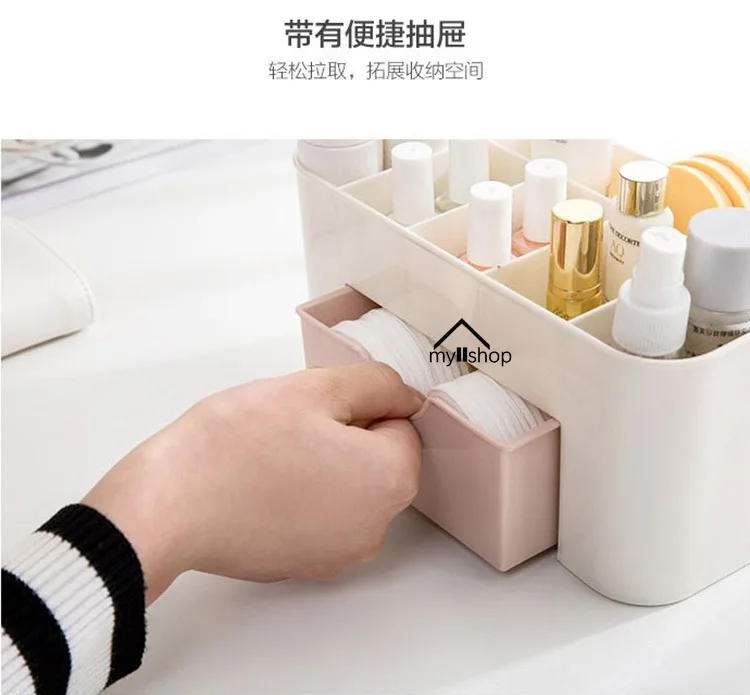 Description Picture 5 of itemPlastic Makeup Organizers Storage Box Double Layer Jewelry Display Box Cosmetic Drawers Case Desktop Container Boxes Organizer