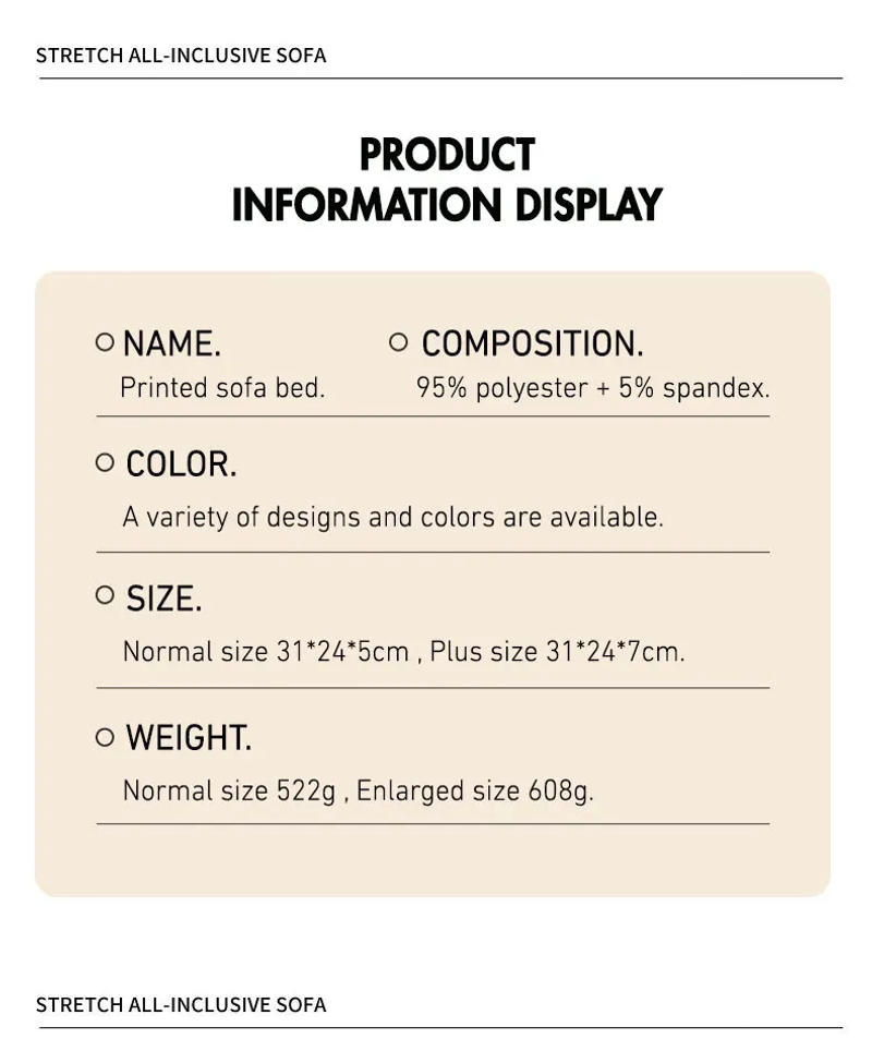 Description Picture 6 of itemLANMOLIFE Armless Futon Slipcovers Stretch Folding Sofa Bed Cover with Elastic Bottom, Printed Fitted Couch Cover