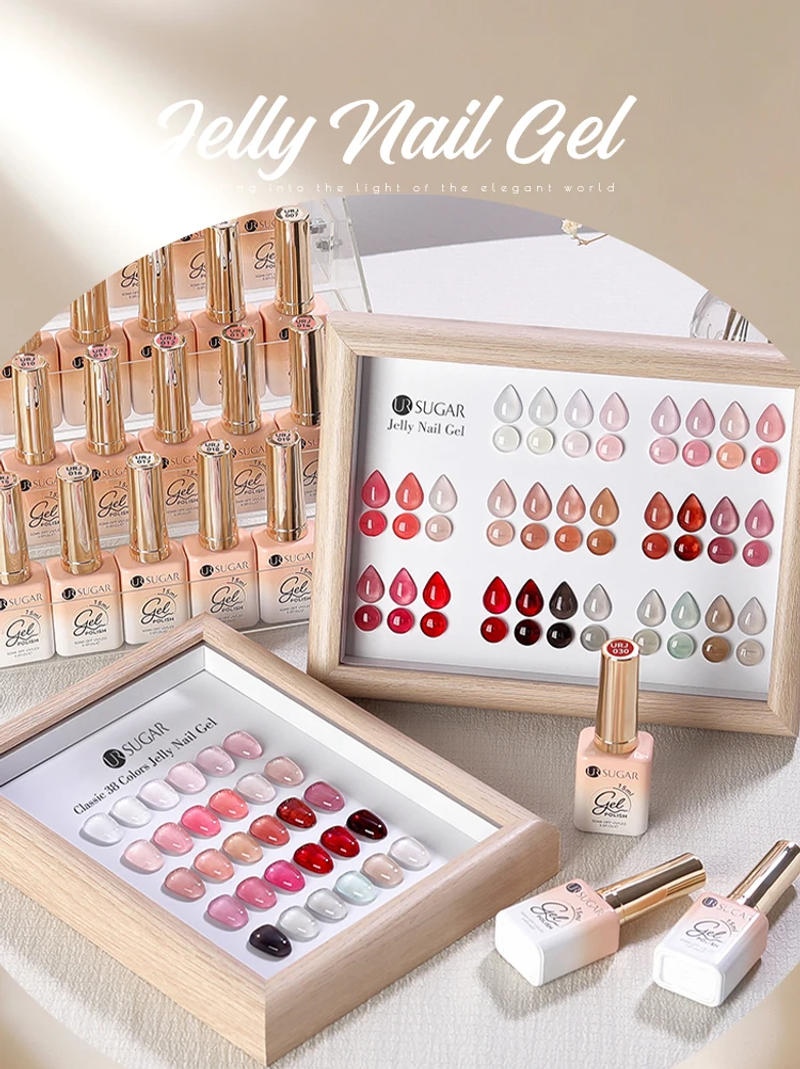 Description Picture 2 of itemUR SUGAR 15ml Blood Red Jelly Gel Nail Polish Translucent Color Crystal Nude Gel Nail Art Varnish For Fall Winter Manicure