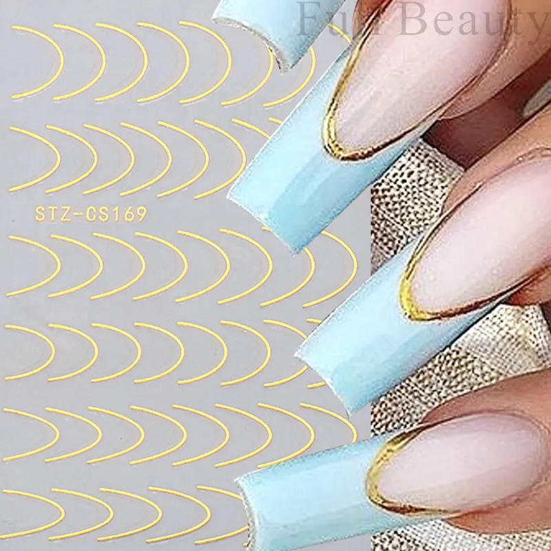 Description Picture 3 of item3D Nails Stickers French Design Line Decoration Art Slider Charm Holographic Self-Adhesive Decals Manicure Accessories Tool