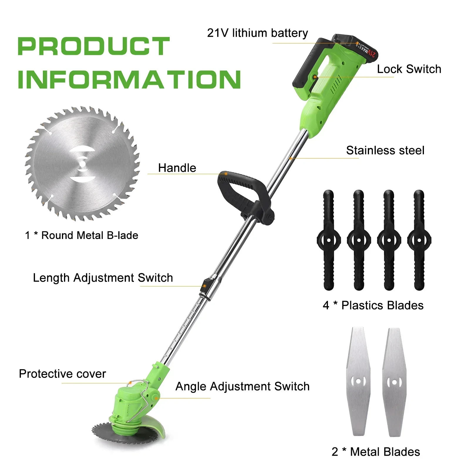 Description Picture 6 of itemElectric Lawn Mower 25000RPM Handheld Cordless Grass Trimmer Length Adjustable Cutter Household Garden Tools