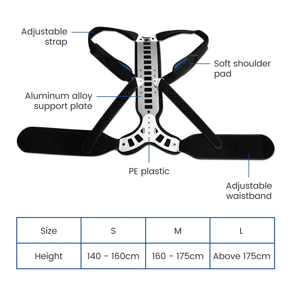 Description Picture 6 of itemAdjustable Back Brace Posture Corrector Women Men Back Straightener Trainer for Scoliosis & Hunchback Correction, Spine Support