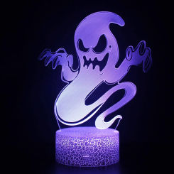 Nighdn Halloween Gift Ghost LED Night Light for Kids Bedroom Bedside Lamp Atmosphere Decoration 7 Color Change Acrylic 3D Lamp
