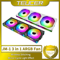 TEUCER JM-1 ARGB Fan 3 in 1 RGB Mirror Cycle Light Effect 800-2000RPM PWM Water Cooling 360mm PC Cooler Fan Kit