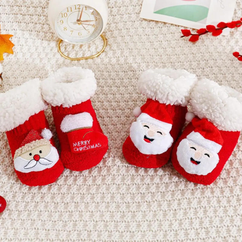 Description Picture 5 of itemLamb wool Christmas Baby Socks Soft Thicken Newborn Floor Sock Middle Tube Santa Claus New Year Toddler Socks Autumn