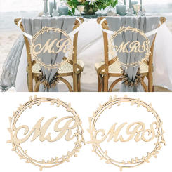 2pcs Wedding Wooden Chair Pendant Mr Mrs Letter Hanging Sign Vintage Rustic Wedding Decoration Photo Props Party Supplies Favor